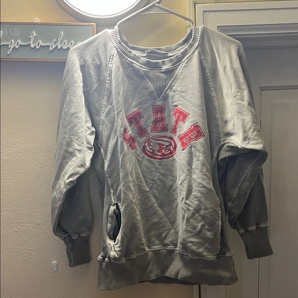 Zenana Outfitters Gray Sweatshirt with Pink Accents